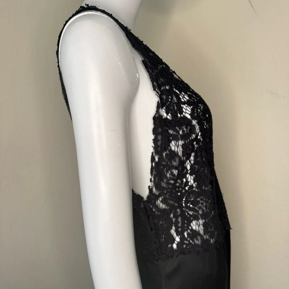 REFORMATION Aura Black Sheer Lace 100% Silk Slip Dress Maxi Size 8 - Picture 10 of 16